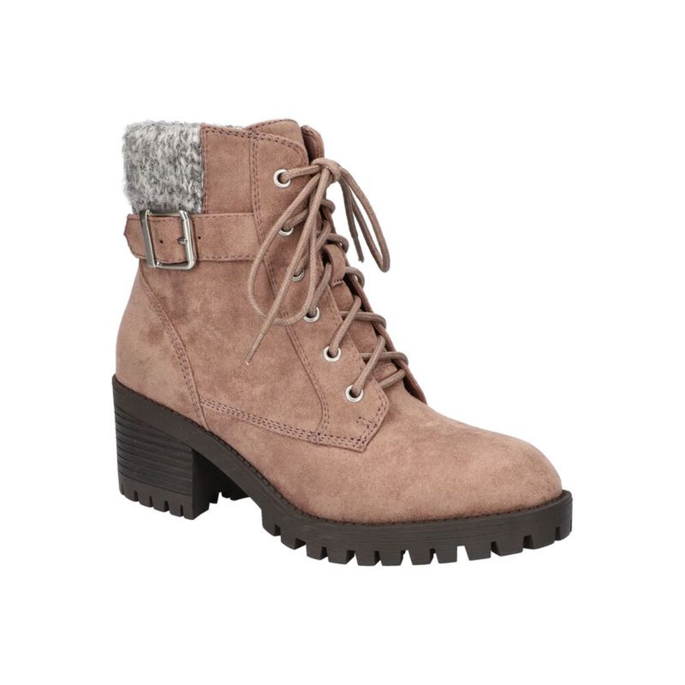 BELLA VITA Womens Beige Contrast Combat Hiking-Front Strap Ethel Booties 9.5 WW